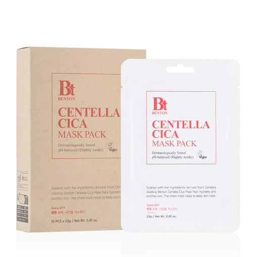 Benton Centella Cica Mask Pack (23g x 10ea) – Soothing & Hydrating Sheet Masks for Sensitive Skin | CanZee