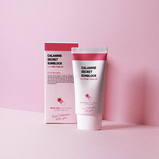 K-SECRET Calamine Secret Sunblock SPF50+ PA++++ – Pink Tone-Up UV Protection & Skin Soothing | CanZee