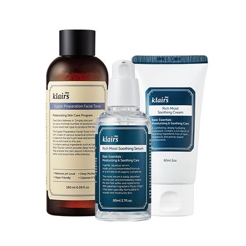 KLAIRS Basic & Best Set – Hydrating Toner, Vitamin Serum & Soothing Cream Trio | CanZee

