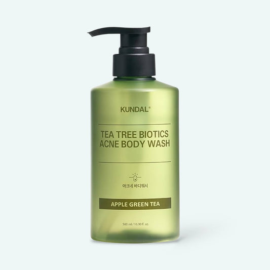 KUNDAL Tea Tree Biotics Acne Body Wash 500ml – Clarifying Body Cleanser for Acne-Prone Skin | Apple Green Tea | CanZee