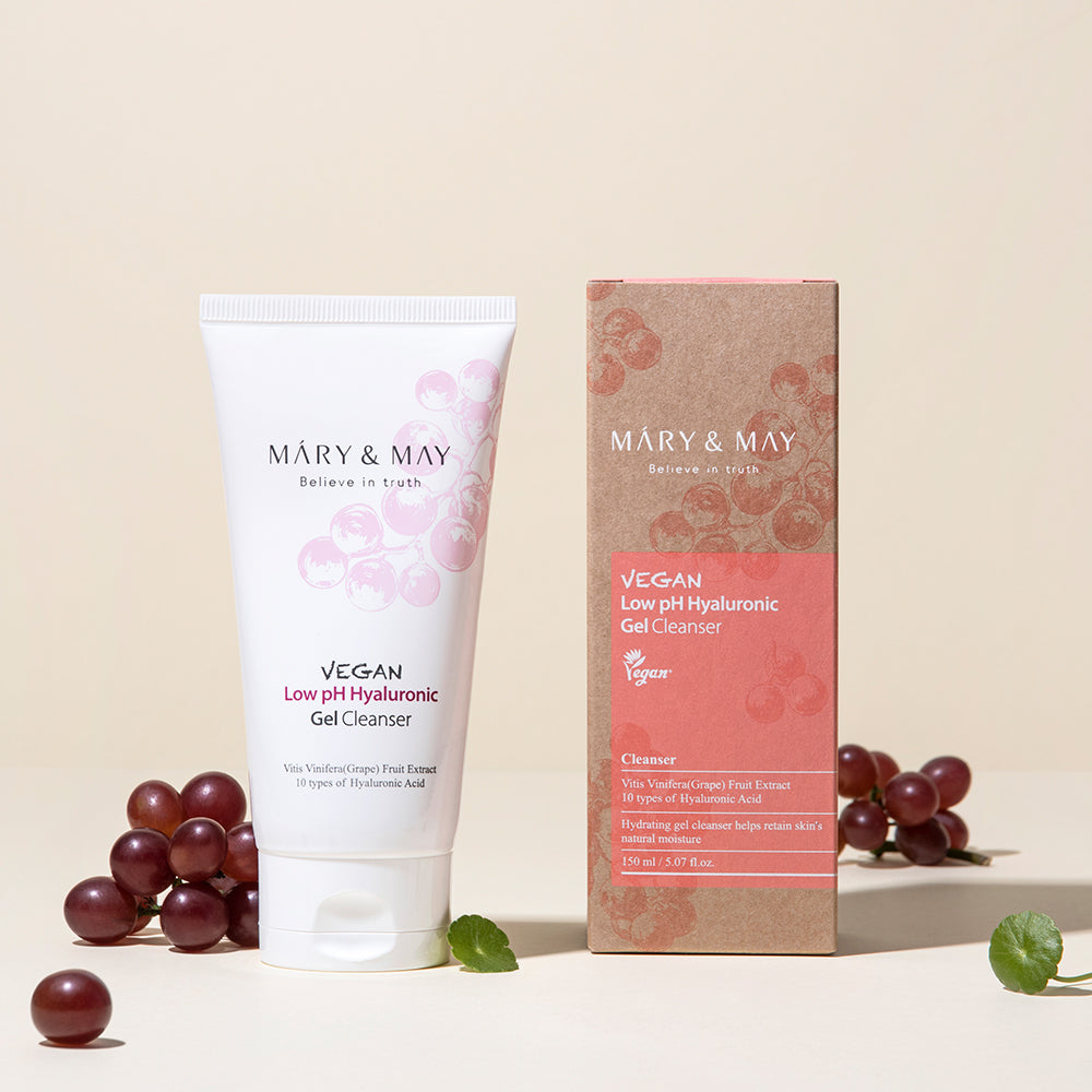 [MARY & MAY] Vegan Low pH Hyaluronic Gel Cleanser 150ml | Hydrating, Gentle Cleanser for Sensitive Skin