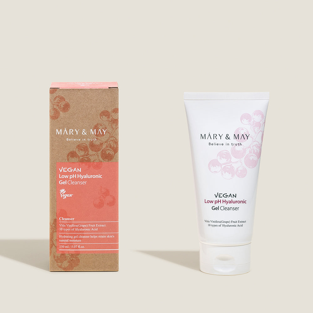 [MARY & MAY] Vegan Low pH Hyaluronic Gel Cleanser 150ml | Hydrating, Gentle Cleanser for Sensitive Skin