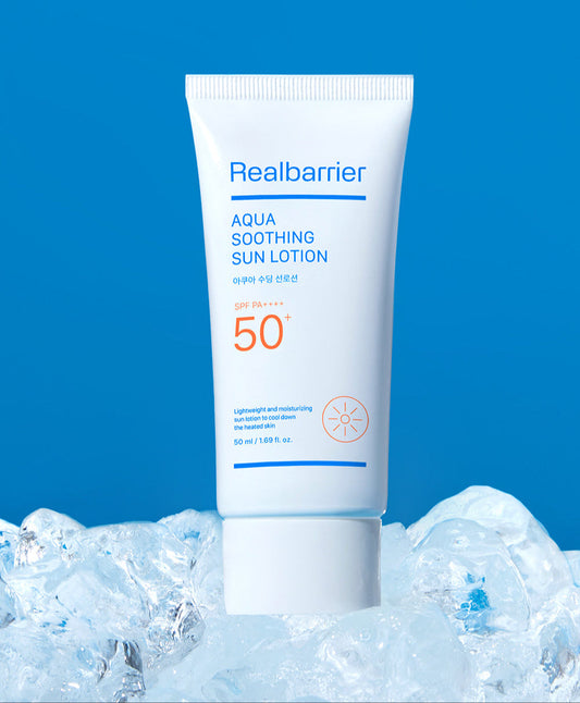 [Real Barrier] Aqua Soothing Sun Lotion SPF50+ | Lightweight Barrier-Boosting UV Protection for Sensitive Skin – 50ml
